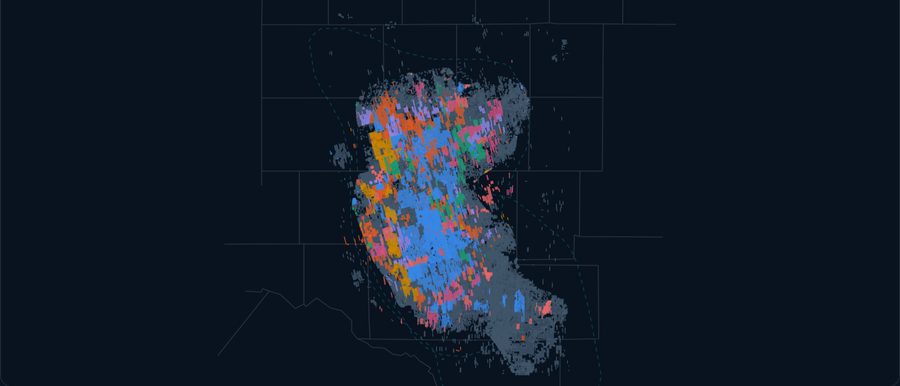 Midland horizontal wells, colored by operator