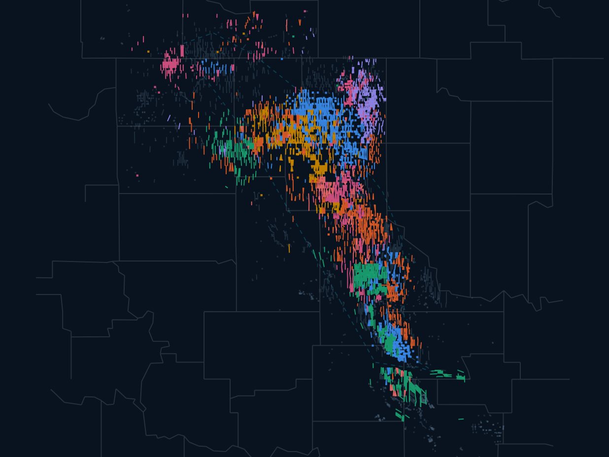 Anadarko wells mapped by operator