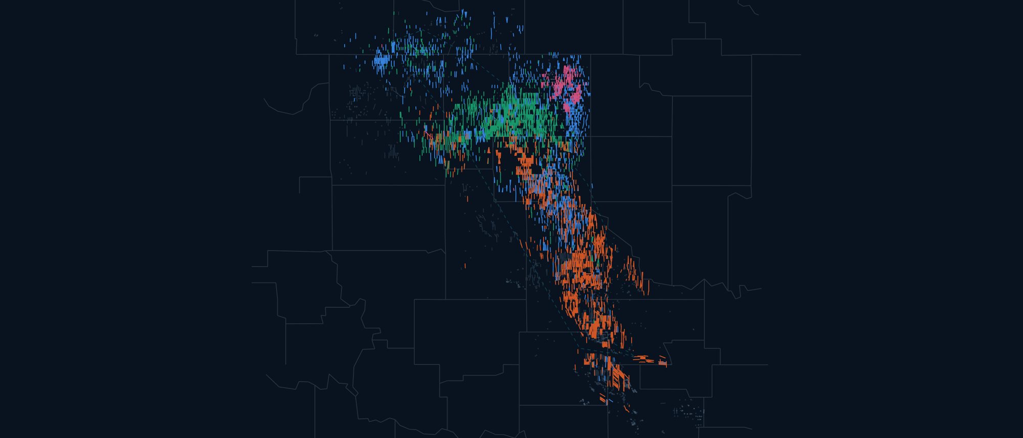 Anadarko wells mapped by landing zone