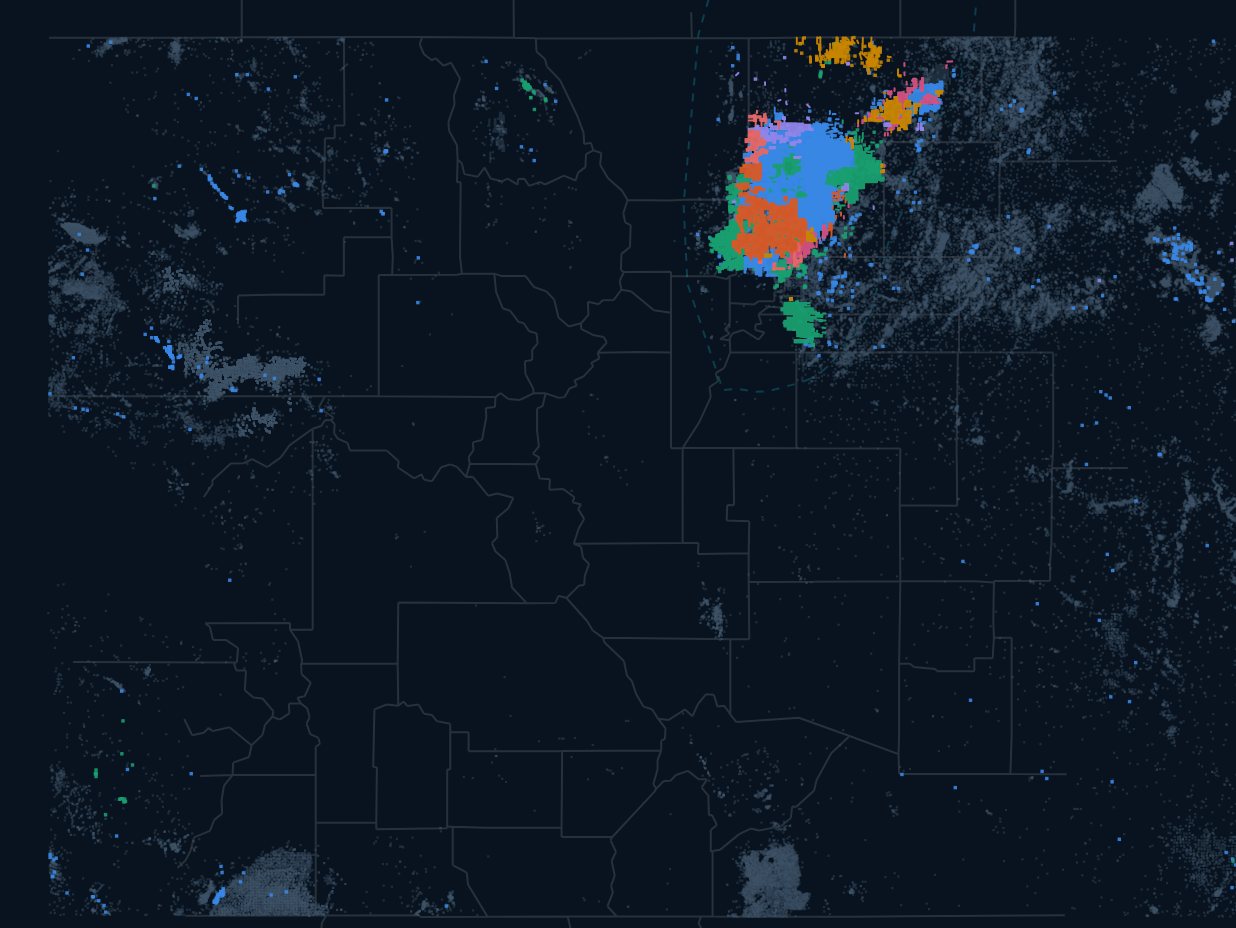 Denver-Julesburg wells mapped by operator