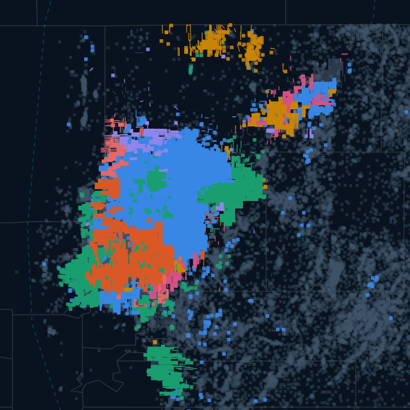 Denver-Julesburg wells mapped by operator