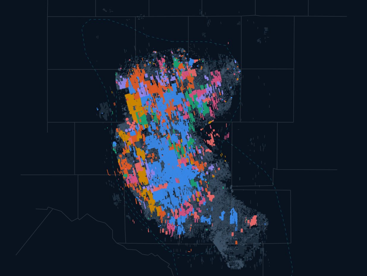Midland wells mapped by operator