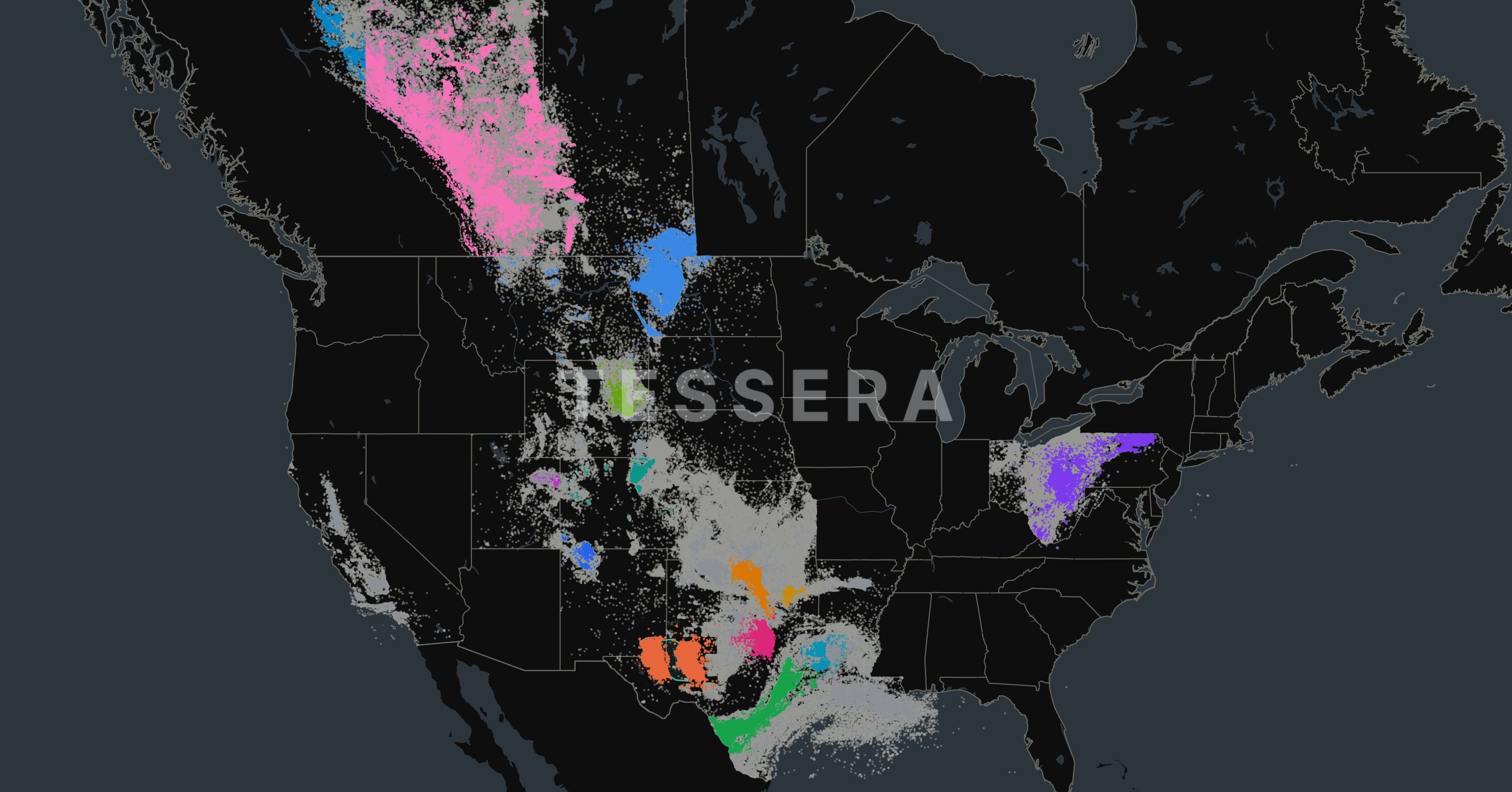 Every well in North America mapped in Tessera Quest